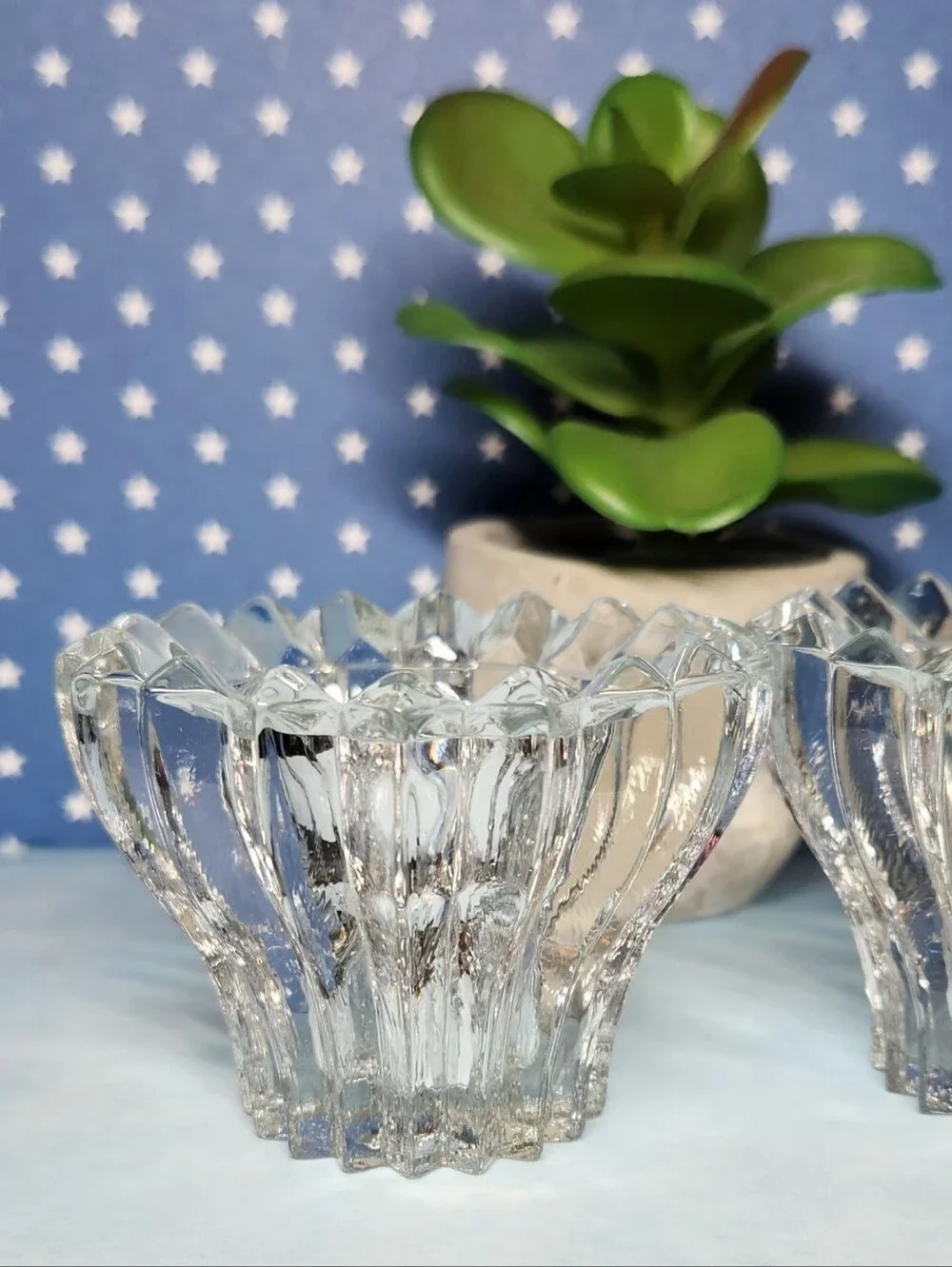 Set of 2 Mikasa Diamante Crystal Votive or Taper Candle Holders